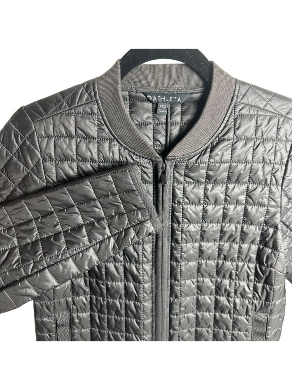 Athleta Quilted Black Puffer Jacket XXS Lightweight Warm Polyester & Nylon